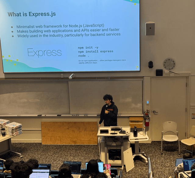 Me teaching students about Express.js during Oasis' EX Series collaboration with NER.